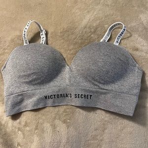Victoria’s Secret Lightly Lined Tshirt Bra Gray Logo Large